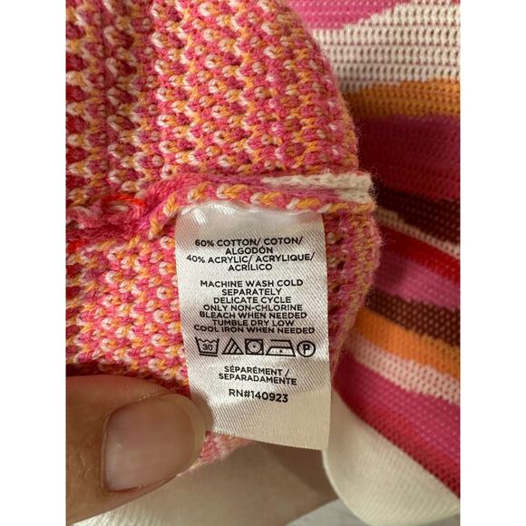 LOFT Wavy Stripe Scoop Neck Sweater Tank Top Pink Zinnia Knit Womens XL - Picture 5 of 5